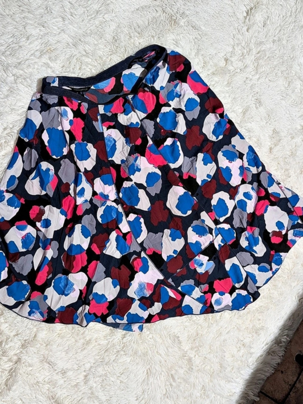 Banana Republic Abstract Print A-Line Skirt in Blue & Pink Size 10 NWT